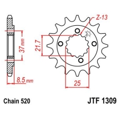 JTF1309.16 FRONT REPLACEMENT SPROCKET 16 TEETH 520 PITCH NATURAL SCM420 CHROMOLY STEEL ALLOY