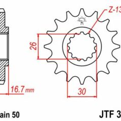 JTF333.14 FRONT REPLACEMENT SPROCKET 14 TEETH 50 PITCH NATURAL SCM420 CHROMOLY STEEL ALLOY
