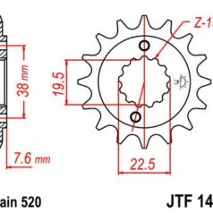 JTF1401.16 FRONT REPLACEMENT SPROCKET 16 TEETH 520 PITCH NATURAL SCM420 CHROMOLY STEEL ALLOY