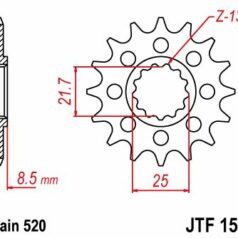 JTF1516.15 FRONT REPLACEMENT SPROCKET 15 TEETH 520 PITCH NATURAL SCM420 CHROMOLY STEEL ALLOY
