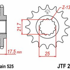 JTF297.15RB FRONT RUBBER CUSHIONED SPROCKET 15 TEETH 525 PITCH NATURAL SCM420 CHROMOLY STEEL ALLOY