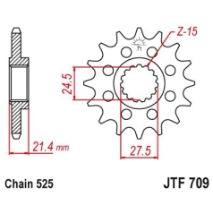 JTF709.16 FRONT REPLACEMENT SPROCKET 16 TEETH 525 PITCH NATURAL CHROMOLY STEEL