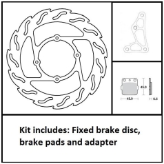 BRAKE KIT FLAME FIXED ROTOR 260mm, BRAKE PADS, RELOCATE BRACKET