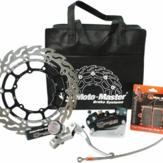SM RACE KIT: 300mm FLOATING FLAME, BRAKE PADS/LINE,4 PISTON CALIPER/BRACKET, RADIAL MASTER CYLINDER