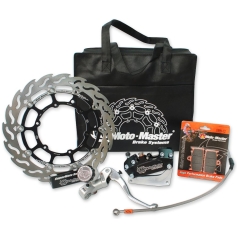 SM RACE KIT: 300mm FLOATING FLAME, BRAKE PADS/LINE,4 PISTON CALIPER/BRACKET, RADIAL MASTER CYLINDER