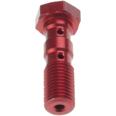 DOUBLE BANJO BOLT, M10X1.25, ALUMINIUM, RED