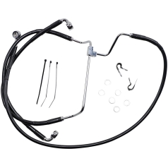 BLACK VINYL/STAINLESS EXTENDED LENGTH FRONT BRAKE LINE KIT