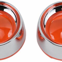 DEEP DISH BEZELS FOR BULLET TURN SIGNALS AMBER LENS CHROME BEZEL