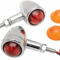 MINI-BULLET MARKER LIGHTS AMBER/RED LENS CHROME