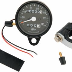 2.4" MECHANICAL SPEEDOMETER 2:1 W/ TRIP-METER BLACK HOUSING BLACK FACE