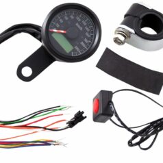 ELECTRONIC SPEEDOMETERS WITH INDICATOR LIGHTS 1-7/8" MINI PROGRAMMABLE 220 KPH