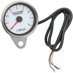 2.4" TACHOMETER 8000RPM LED CHROME WHITE FACE RED NEEDLE