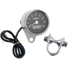 2.4" TACHOMETER 8000RPM LED CHROME BLACK FACE WHITE NEEDLE