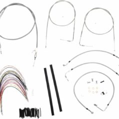 CABLE KIT 14" BRAIDED STAINLESS STEEL HANDLEBAR W/O ABS