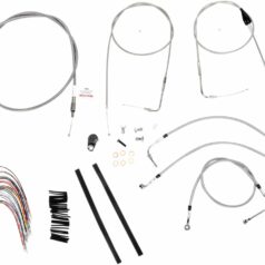 CABLE KIT 14" BRAIDED STAINLESS STEEL HANDLEBAR W/O ABS