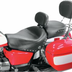 SEAT WIDE TOURING 2-UP WITH DRIVER BACKREST STUDDED CONCHOS