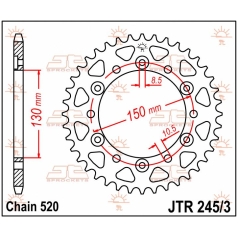 JTR245/3.47 REAR REPLACEMENT SPROCKET 47 TEETH 520 PITCH NATURAL C49 HIGH CARBON STEEL