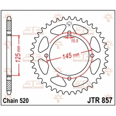 JTR857.39 REAR REPLACEMENT SPROCKET 39 TEETH 520 PITCH NATURAL STEEL