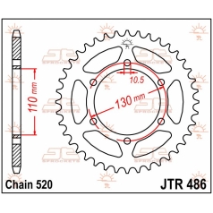 JTR486.38 REAR REPLACEMENT SPROCKET 38 TEETH 520 PITCH NATURAL C49 HIGH CARBON STEEL