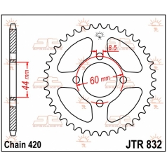 JTR832.38 REAR REPLACEMENT SPROCKET 38 TEETH 420 PITCH NATURAL C49 HIGH CARBON STEEL