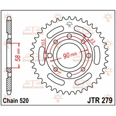 JTR279.40 REAR REPLACEMENT SPROCKET 40 TEETH 520 PITCH NATURAL C49 HIGH CARBON STEEL