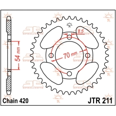 JTR211.42 REAR REPLACEMENT SPROCKET 42 TEETH 420 PITCH NATURAL C49 HIGH CARBON STEEL