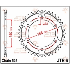JTR6.47 REAR REPLACEMENT SPROCKET 47 TEETH 525 PITCH NATURAL C49 HIGH CARBON STEEL