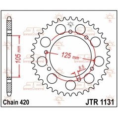 JTR1131.45 REAR REPLACEMENT SPROCKET 45 TEETH 420 PITCH NATURAL C49 HIGH CARBON STEEL