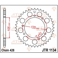 JTR1134.51 REAR REPLACEMENT SPROCKET 51 TEETH 428 PITCH NATURAL C49 HIGH CARBON STEEL