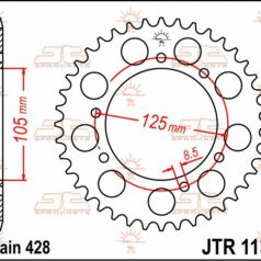 JTR1134.52 REAR REPLACEMENT SPROCKET 52 TEETH 428 PITCH NATURAL C49 HIGH CARBON STEEL