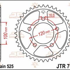 JTR702.46 REAR REPLACEMENT SPROCKET 46 TEETH 525 PITCH NATURAL C49 HIGH CARBON STEEL