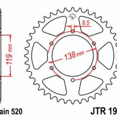JTR1950.48 REAR REPLACEMENT SPROCKET 48 TEETH 520 PITCH NATURAL C49 HIGH CARBON STEEL