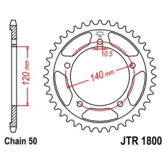 JTR1800.47 REAR REPLACEMENT SPROCKET 47 TEETH 50 PITCH NATURAL C49 HIGH CARBON STEEL
