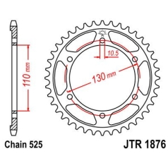 JTR1876.46 REAR REPLACEMENT SPROCKET 46 TEETH 525 PITCH NATURAL C49 HIGH CARBON STEEL
