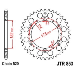 JTR853.38 REAR REPLACEMENT SPROCKET 38 TEETH 520 PITCH BLACK C49 HIGH CARBON STEEL