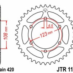 JTR1133.65 REAR REPLACEMENT SPROCKET 65 TEETH 420 PITCH NATURAL C49 HIGH CARBON STEEL