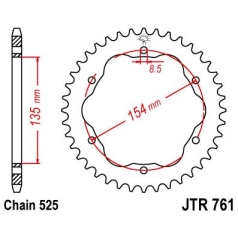 JTR761.38 REAR REPLACEMENT SPROCKET 38 TEETH 525 PITCH NATURAL /