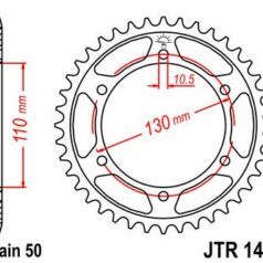 JTR1479.42ZBK REAR REPLACEMENT SPROCKET 42 TEETH 50 PITCH NATURAL C49 HIGH CARBON STEEL