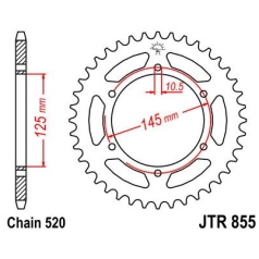 JTR855.45ZBK REAR REPLACEMENT SPROCKET 45 TEETH 520 PITCH BLACK C49 HIGH CARBON STEEL