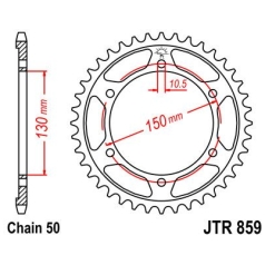 JTR859.38ZBK REAR REPLACEMENT SPROCKET 38 TEETH 50 PITCH NATURAL C49 HIGH CARBON STEEL