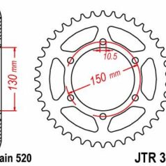 JTR305.46 REAR REPLACEMENT SPROCKET 46 TEETH 520 PITCH NATURAL STEEL