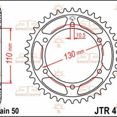 JTR479.48ZBK REAR REPLACEMENT SPROCKET 48 TEETH 530 PITCH BLACK C49 HIGH CARBON STEEL