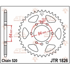 JTR1826.37 REAR REPLACEMENT SPROCKET 37 TEETH 520 PITCH BLACK C49 HIGH CARBON STEEL