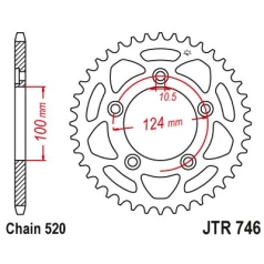 JTR746.44 REAR REPLACEMENT SPROCKET 44 TEETH 520 PITCH BLACK C49 HIGH CARBON STEEL