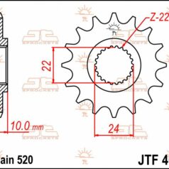 JTF402.14 FRONT REPLACEMENT SPROCKET 14 TEETH 520 PITCH NATURAL CHROMOLY STEEL ALLOY