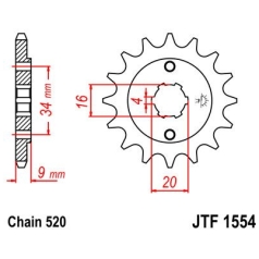 JTF1554.15 FRONT REPLACEMENT SPROCKET 15 TEETH 520 PITCH NATURAL SCM420 CHROMOLY STEEL ALLOY