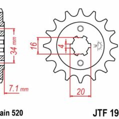JTF1903.12 FRONT REPLACEMENT SPROCKET 12 TEETH 520 PITCH NATURAL SCM420 CHROMOLY STEEL ALLOY