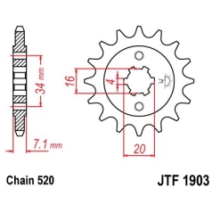 JTF1903.15 FRONT REPLACEMENT SPROCKET 15 TEETH 520 PITCH NATURAL SCM420 CHROMOLY STEEL ALLOY