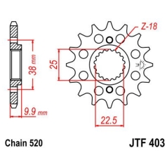 JTF403.14 FRONT REPLACEMENT SPROCKET 14 TEETH 520 PITCH NATURAL SCM420 CHROMOLY STEEL ALLOY