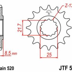 JTF578.17 FRONT REPLACEMENT SPROCKET 17 TEETH 520 PITCH NATURAL SCM420 CHROMOLY STEEL ALLOY